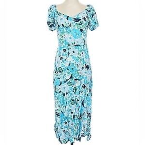 LOFT Blue Floral Midi Dress